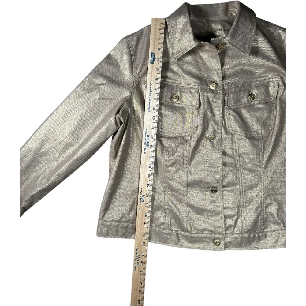 Lauren Jeans Co Ralph Lauren Metallic Gold Jean Style Jacket Women’s 1X - Picture 6 of 8
